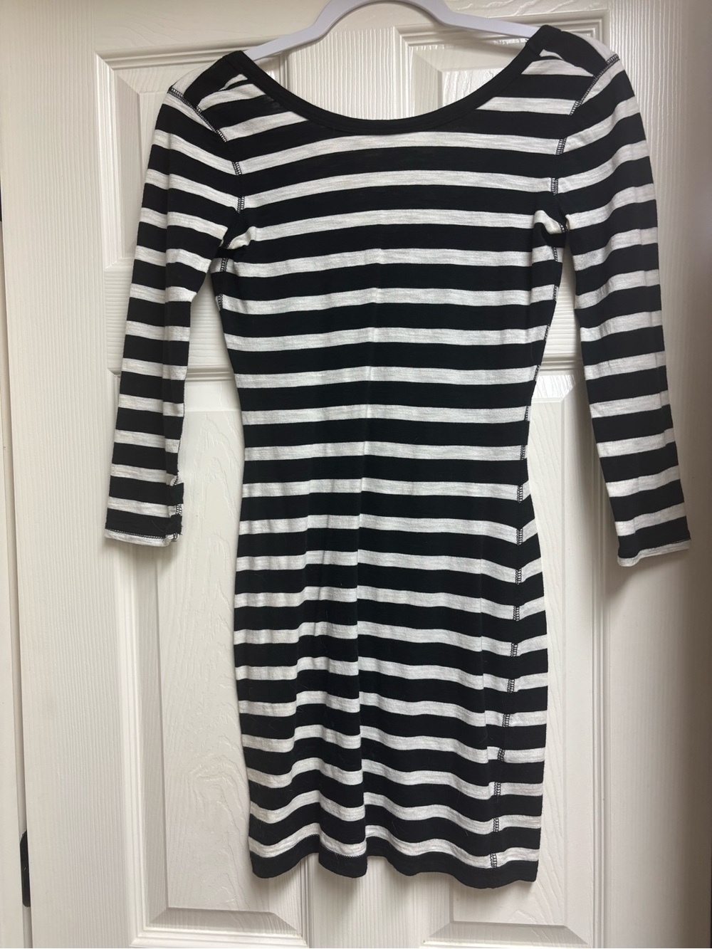 Express Black and White Striped Long Sleeve Bodycon Dress 👗 XS